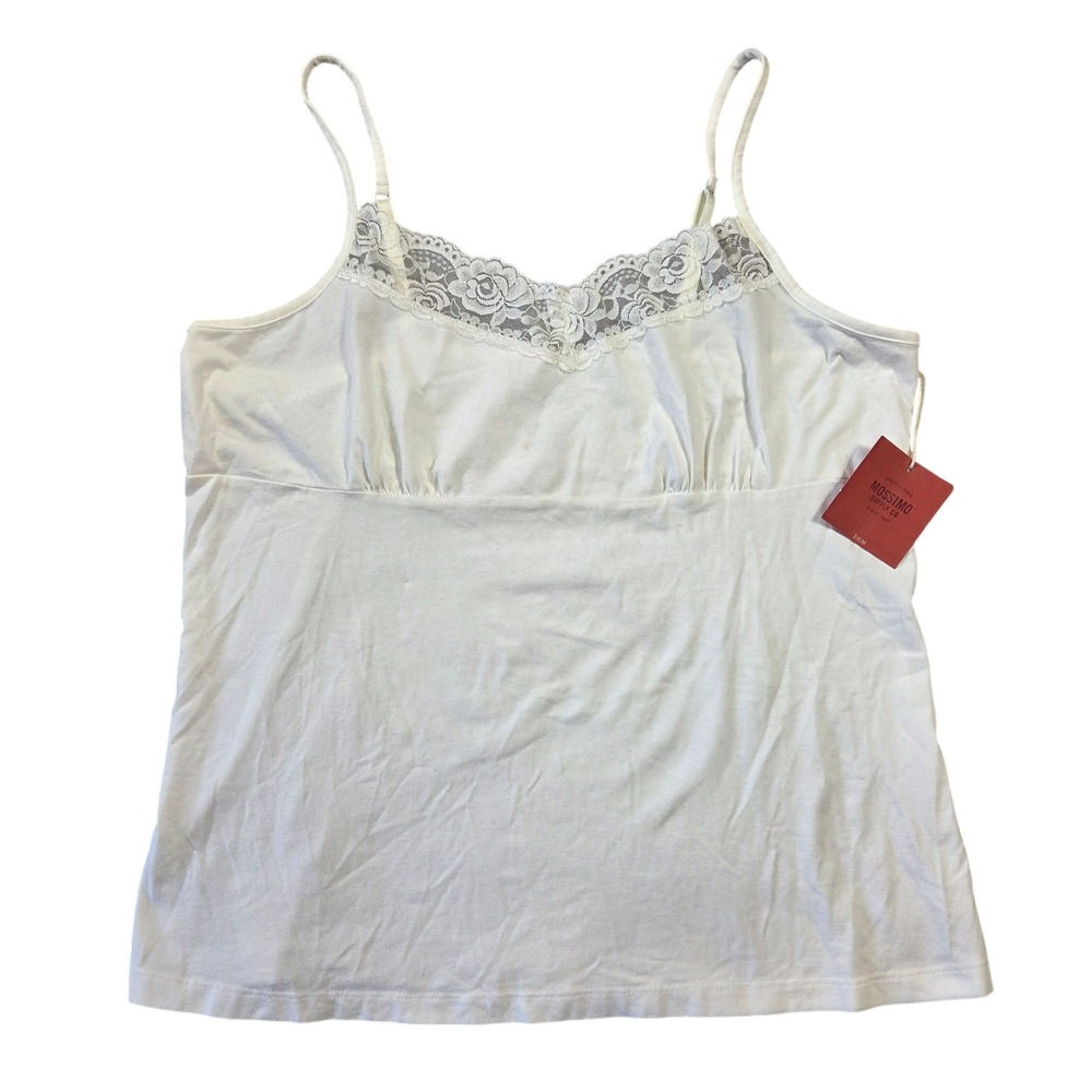 Mossimo Supply Co Womens White Lace Trim Camisole Adjustable Straps Size XL NWT